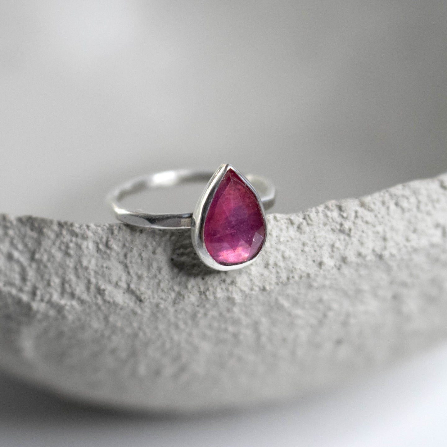 Faceted Pink Sapphire Pear Shaped Ring Size 7.5-Womens-LittleGreenRoomJewelry-LittleGreenRoomJewelry